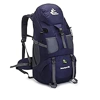 OGOUGUAN 50L Hiking Backpack Waterproof Hiking Daypacks Mountaineering Outdoor Camping Climbing Backpack for Men Women, Dark Purple - With Shoe Compartment, X-Large