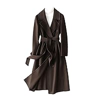 Autumn Winter Women 100% Wool Coats with Belt Open Stitch Elegant Cashmere Coat Woolen Veste Jackets