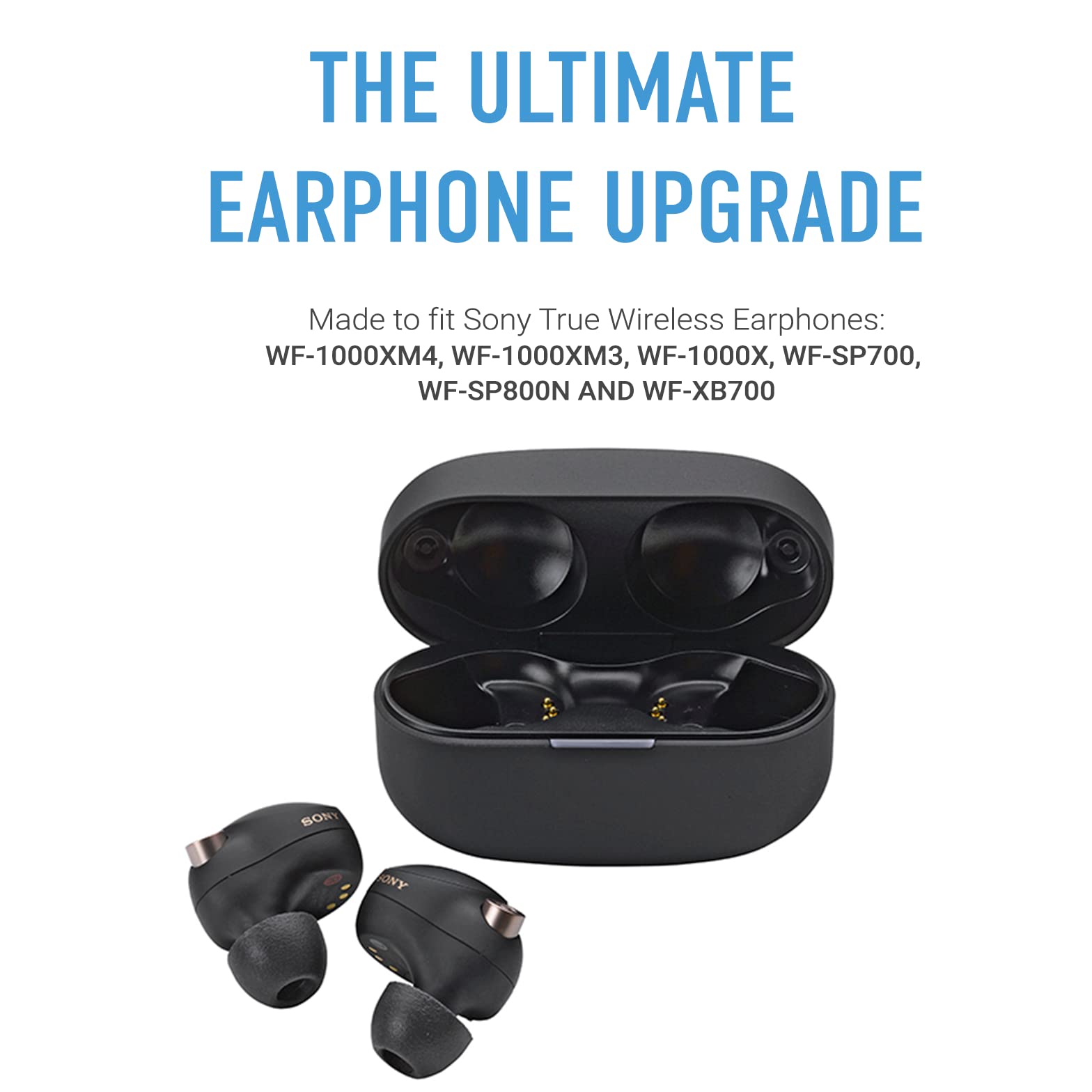 COMPLY Foam Ear Tips for Sony TrueWireless Earbuds - New Sony XM5, WF-1000XM5, WF-1000XM4, WF-1000XM3, WF-XB700, Ultimate Comfort Unshakeable Fit Medium, 3 Pairs,Black