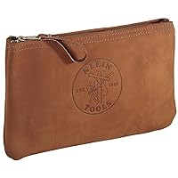 Klein Tools 5139L Zipper Bag, Top-Grain Leather Tool Pouch with Strong Zipper Close, 12-1/2-Inch, Brown