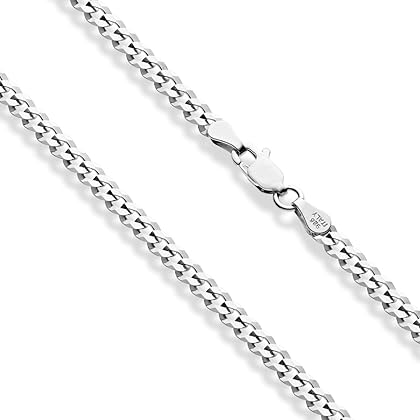 Miabella Solid 925 Sterling Silver Italian 3.5mm Diamond Cut Cuban Link Curb Chain Anklet for Women, Made in Italy
