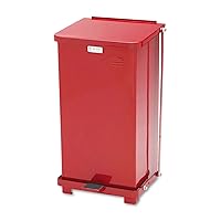 Rubbermaid Commercial Products Defenders Steel Step Trash Can with Plastic Liner, 6.5-Gallon, Red, Good with Infectious Waste in Doctors Office/Hospital/Medical/Healthcare Facilities