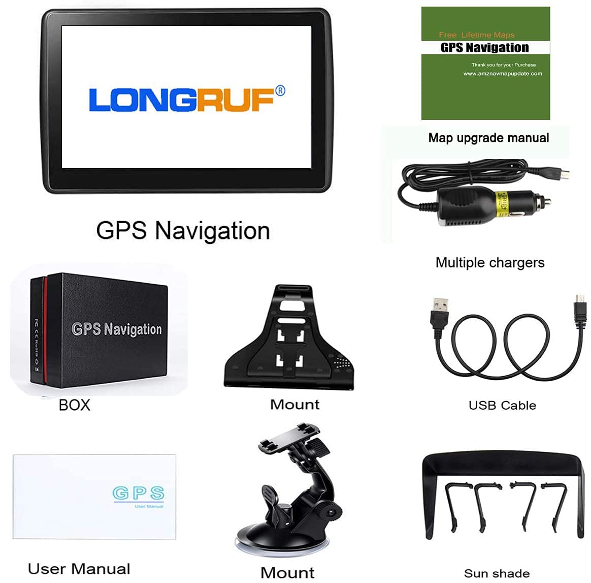 GPS Navigation for Truck & RV & Car, 7 Inch GPS Navigation System, GPS for Truck Drivers Commercial, 2023Maps with Free Lifetime Update, Spoken Turn-by-Turn Directions, Driver Alerts