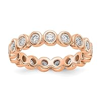 14k Rose Gold Polished Size 7.5 Bezel set 1 Carat Diamond Eternity Band Jewelry for Women