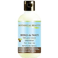 Monoi De Tahiti Oil 100% Pure Natural Cold Pressed Undiluted Virgin Unscented For Face, Hair and Body. 4 fl.oz.- 120 ml by Botanical Beauty