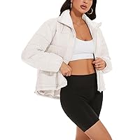 Flygo Women Lightweight Quilted Puffer Jacket Long Sleeve Zip Packable Down Jackets Coat