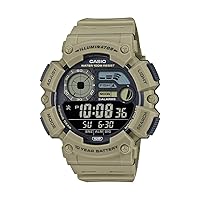 Casio WS-1500H Series | Men's Digital Watch | (Beige) | 100M WR | LED Illuminator | Moon Phase | Fishing Graph | Date Calendar | 100 SEC Chronograph | Alarm | Dual Time