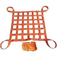 Flat Nylon Sling Hoisting Net, Loading and Unloading Heavy Objects 10cm Square Mesh Tear Resistance for Construction Rigging Moving Towing Hoisting Work Gear, Safety Lifting Net Straps