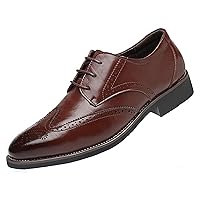 WUIWUIYU Men's Manmade Leather Lace-up Wedding Business Formal Dress Wingtips Brogue Shoes Oxfords