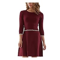 Womens 3/4 Sleeve Round Neck Above The Knee Party Sweater Dress