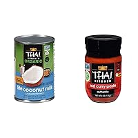 Thai Kitchen Organic Gluten Free Lite Coconut Milk, 13.66 fl oz & Gluten Free Red Curry Paste, 4 Oz (Pack of 6)