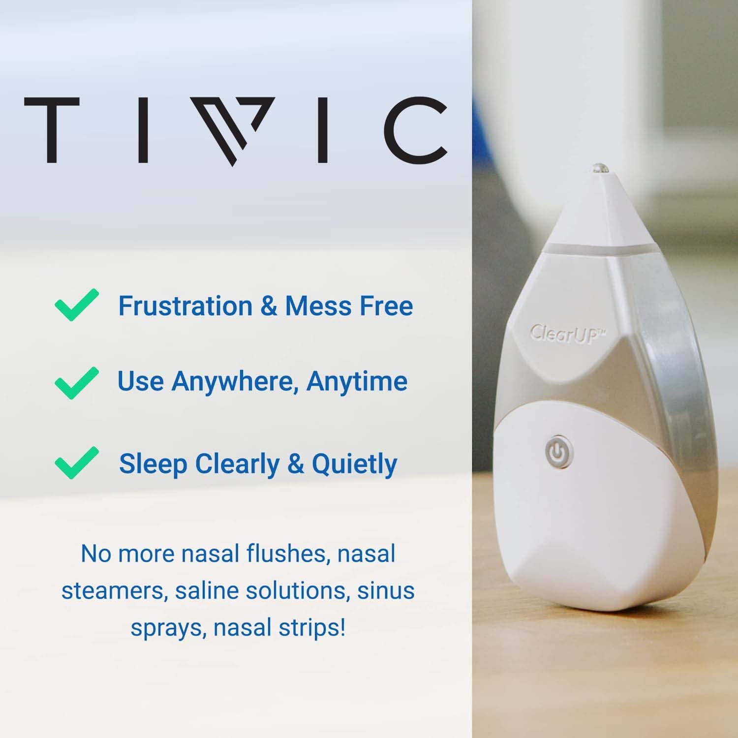 Tivic ClearUP - Sinus Pain, Congestion, and Nasal Relief - Bioelectronic Device for Symptoms Caused by Allergy Cold & Flu - Medication Free Solution, Non Drowsy, FSA HSA Eligible