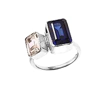 Blue Sapphire White Sapphire Gemstone 925 Sterling Silver Ring Beautiful Jewelry