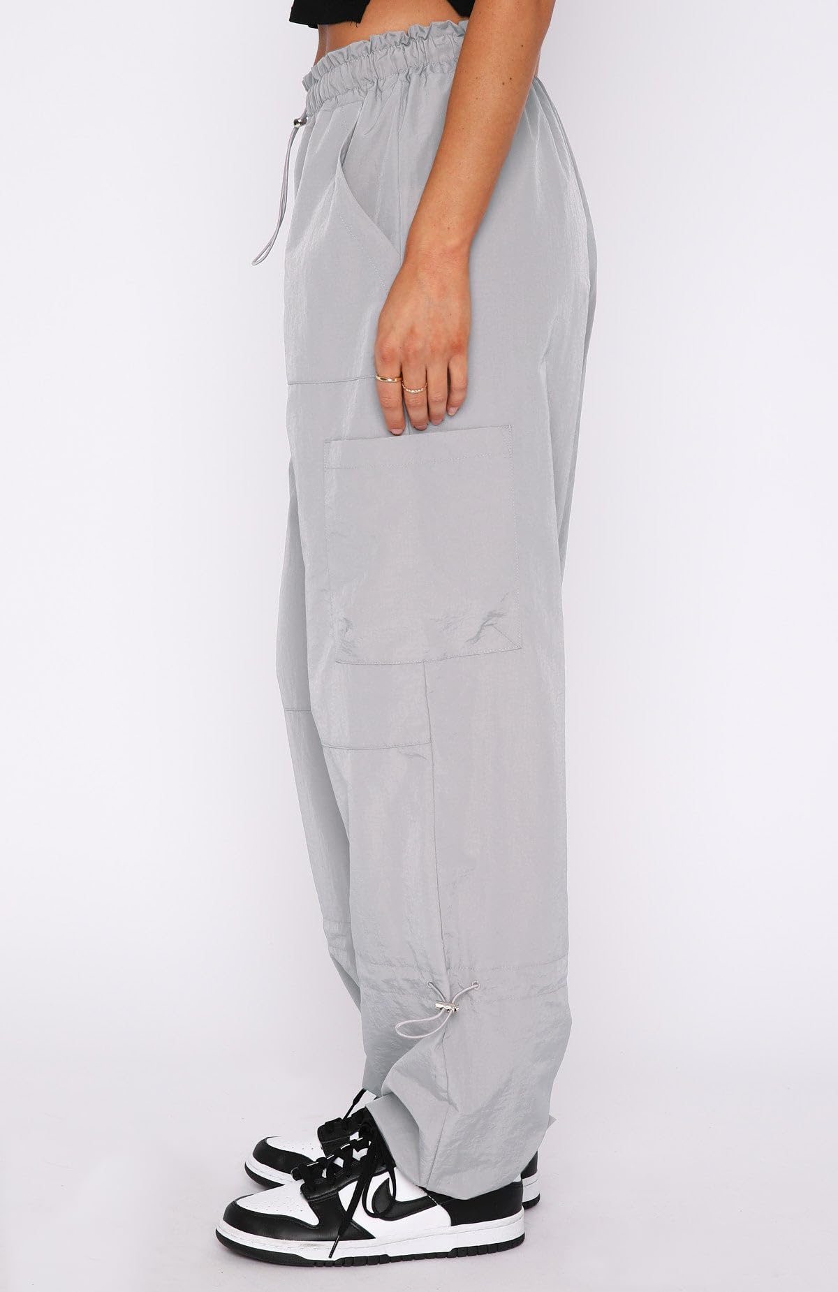 DISCIPBUSH Cargo Pants Women Baggy - Parachute Pants for Women / Navy Blue  Large