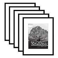 Americanflat 16x20 Picture Frame Set of 5 in Black - Use as 11x14 Picture Frame with Mat or 16x20 Frame Without Mat - Picture Frames Collage Wall Decor with Plexiglass Cover - Gallery Wall Frame Set