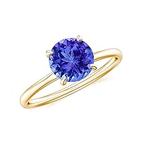 Natural Tanzanite Round Solitaire Ring for Women Girls in Sterling Silver / 14K Solid Gold/Platinum