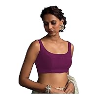 Women's Readymade Banglori Silk Wine Blouse For Sarees Indian Bollywood Designer Padded Stitched Choli Crop Top