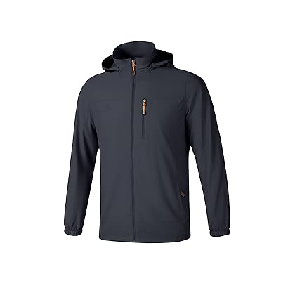 RIJING Men's Lightweight Jacket Windproof Softshell Windbreaker Outdoor Spring Coat Packable Hiking Outwear with Hood
