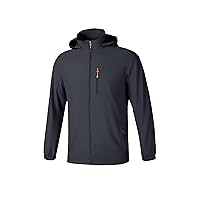 Men's Lightweight Jacket Windproof Softshell Windbreaker Outdoor Spring Coat Packable Hiking Outwear with Hood