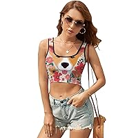 Womens Square Neck Tank Tops Wild Boar Photos Workout Tops Cropped Summer Sleeveless Shirts