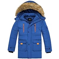 FARVALUE Boy Winter Coat Warm Quilted Puffer Water Resistant Parka Jacket with Detachable Fur Hood for Big Boys
