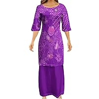 2024 Summer Polynesian Style Personality Women's Half-Sleeve Dress Tonga Large Size Puletasi Two-Piece Set