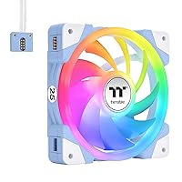 Thermaltake SWAFAN EX 12 ARGB Cooling Fan, Hydrangea Blue, 3-Fan pcak, 500~2000 RPM, Magnetic Connection, Reversable Blades, sync with MB RGB Software, CL-F183-PL12BU-A