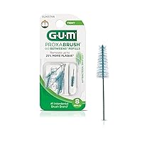 Proxabrush Go-Betweens Refills - Tight - Compatible with GUM Permanent Handle -Reusable Interdental Brushes for Tight Teeth - Soft Bristled Dental Picks, 8ct