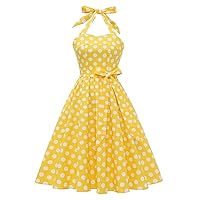 Women's Summer Casual Dress Highwaisted Baudot Holiday Cocktail Dress Hanging Neck Backless Sexy Midlength Dress