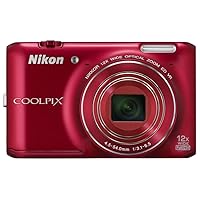 Nikon COOLPIX S6400 16 MP Digital Camera with 12x Optical Zoom and 3-inch LCD (Red)
