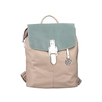 Rieker Women's backpack, city backpack green with beige and white with shoulder straps., beige