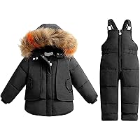 Toddler Kids Baby Boys Girls Snowsuit Infant Winter Clothes Jumpsuit Faux Hooded Jacket Coat Set Winter Coat Boys