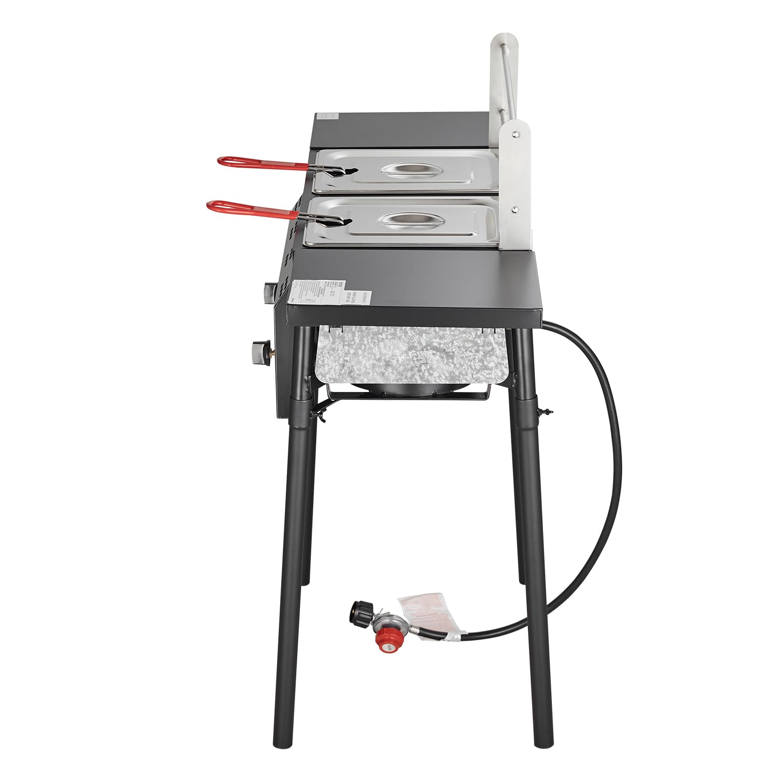 VEVOR Outdoor Propane Deep Fryer, Double Burners Commercial Fryer, 16 Qt Stainless Steel Cooker with Removable Baskets & Lids & Tanks, Oil Fryer Cart with Thermometer & Regulator, For Outdoor Cooking