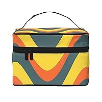 Wavy Stripe Line Print Makeup Bag for Women Portable Toiletry Bag Large Capacity Travel Cosmetic Bag for Outdoor Travel