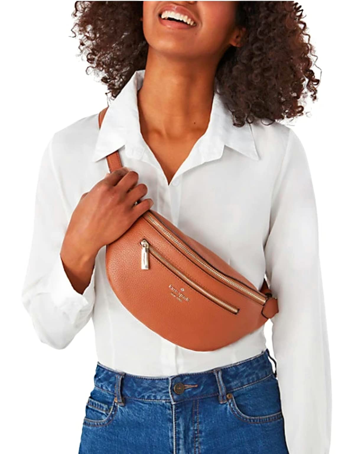 Kate Spade New York Leila Leather Belt Bag Fanny Pack in Warm Gingerbread