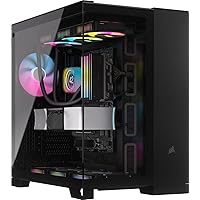 CORSAIR iCUE LINK 6500X RGB Mid-Tower ATX Dual Chamber PC Case – Panoramic Tempered Glass - Reverse Connection Motherboard Compatible – 3x CORSAIR RX120 RGB Fans Included – Black