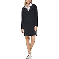 Tommy Hilfiger Women's Johnny Collar Long Sleeve Solid Sportswear Dress