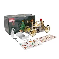 Engine Model Kit, ENJOMOR Christmas Metal Steam-Powered Car Model Operational Scientific Education Collectible Gift (Assembled Version)