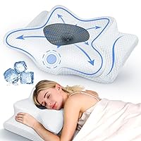 Painless Sleeping Cervical Neck Pillow for Pain Relief, Adjustable Memory Foam Pillows for Side Back Stomach Sleeper, Odorless Cooling Pillow/Breathable Cases, Orthopedic Contour Bed Pillow