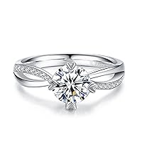 10/14/18K Solid Gold Engagement Ring for Her 1ct Moissanite Center Infinity Twisting Wedding Promise Anniversary Rings