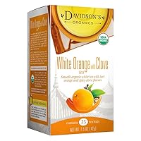 Davidson's Organics, White Orange with Clove, 25-count Tea Bags, Pack of 6