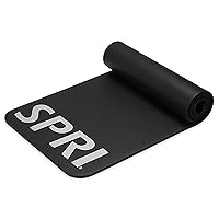 SPRI 12mm Pro Fitness Matt - Thick Exercise Mat for Floor Workouts, Sit-Ups, Push-Ups, Stretching, Toning, and General Fitness - Non-Slip Texture, Cushioned, Portable Rolling Mat with Carrying Strap