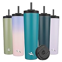 34OZ Insulated Tumbler with Lid and 2 Straws Stainless Steel Water Bottle Vacuum Travel Mug Coffee Cup,Blue