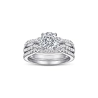 MRENITE 10K 14K 18K Gold Moissanite Wedding Ring Sets for Women Round Cut Moissanite Engagement Ring Bridal Set