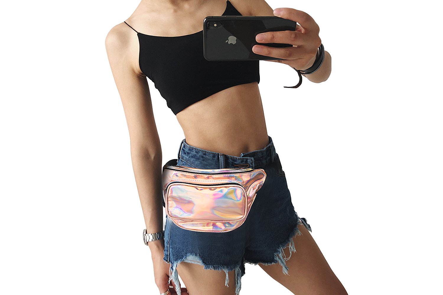 G-Fiend Women Waist Pack Holographic Shiny Fanny Pack Fashion Bum Bag