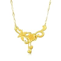 CHOW SANG SANG Chinese Wedding Collection 999.9 24K Solid Gold Price-by-Weight 13.47g Gold Butterfly Necklace for Women, Men and Wedding Occasion 90463N | 18.5