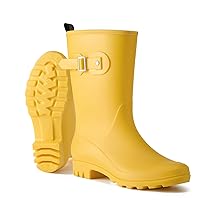 HISEA Mid-calf Rubber Rain Boots for Women Waterproof Wellington Boots for Outdoor
