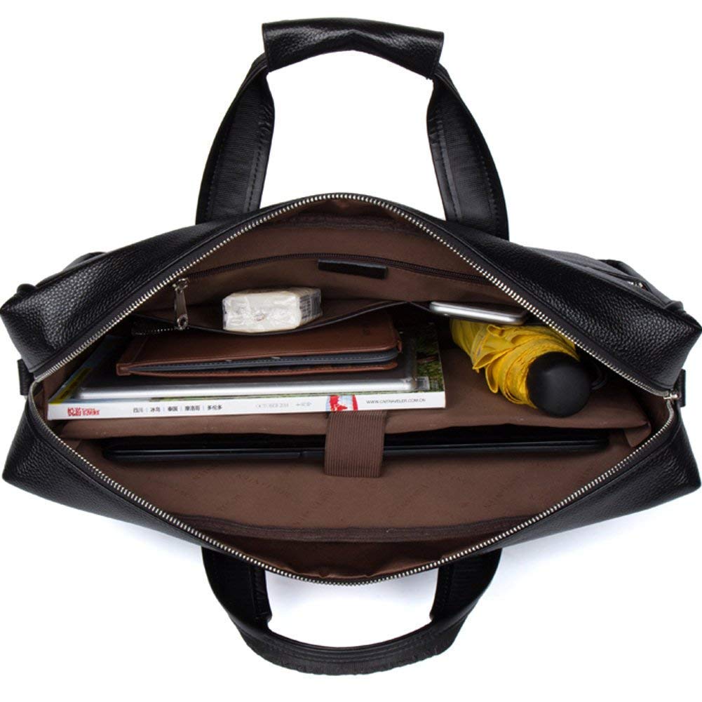 BOSTANTEN Leather Briefcase Handbag Messenger Business Bags for Men and Men's Leather Ratchet Dress Belt with Automatic Sliding Buckle
