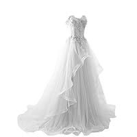 Women's Sheer Waist Fishbone Symmetrical Peplum Long Prom Dress