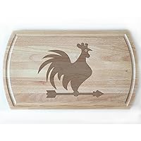 Traditional Weather Vane Rooster Silhouette White Beech Cutting Board, Farmhouse Style Design, Ideal for Rustic Kitchens or Country Homes